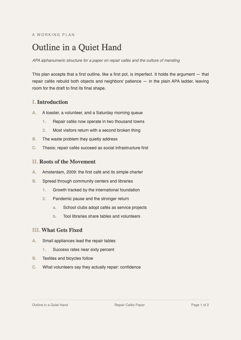 Wabi sabi quiet apa outline format